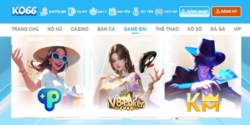 Nhà cái sở hữu kho game bài KO66 khủng